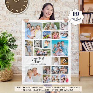 Couverture Polaire Moderne Personnalisé 19 Photo Collage Blanc