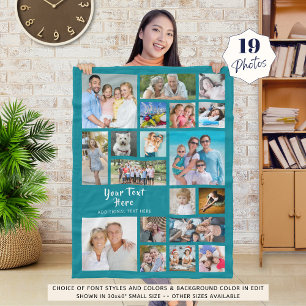Couverture Polaire Moderne Personnalisé 19 Photo Collage Turquoise