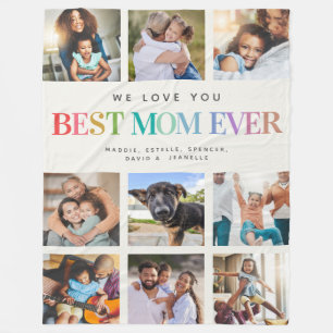 Couverture Polaire Moderne Rainbow Best Mom Ever Photo Collage Famill