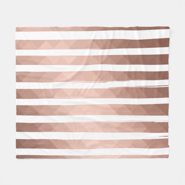 Couverture Polaire Moderne rose or blanc rayures chic fille (Devant (Horizontal))