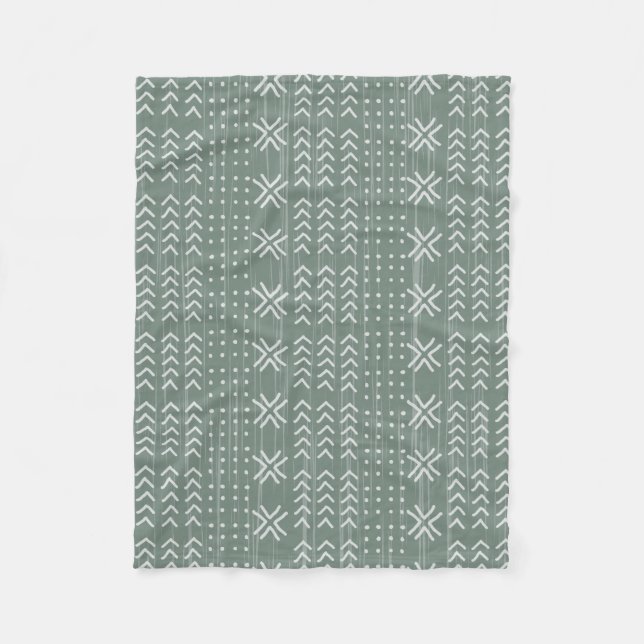 Couverture Polaire Moderne Sage Vert Tissu de boue Motif africain (Devant)