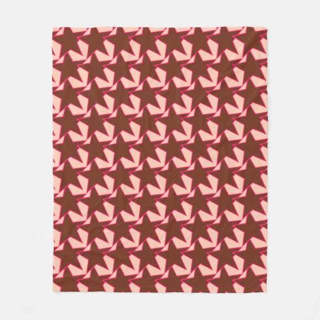 Couverture Polaire Moderne Star Géométrique - chocolat et pêche (Devant)