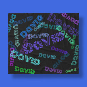 Couverture Polaire Moderne, tout collage de nom blues, violets et v