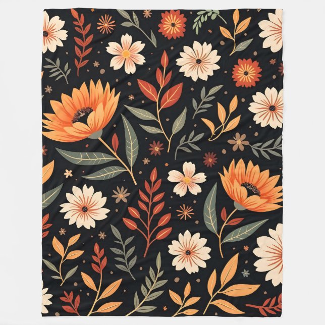 Couverture Polaire Moderne Vintage belle collection florale (Devant)