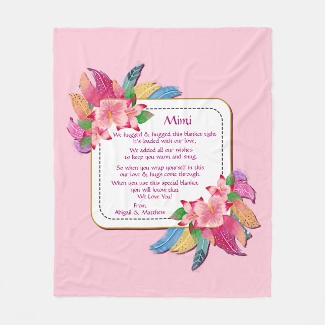 Couverture Polaire Modifier le texte Ajouter le nom Boho Flower Feath (Devant)