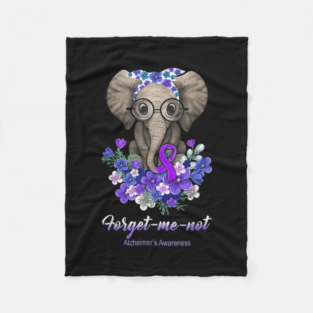 Couverture Polaire Moi pas les fleurs d'éléphants Alzheimer Cerveau A (Devant)
