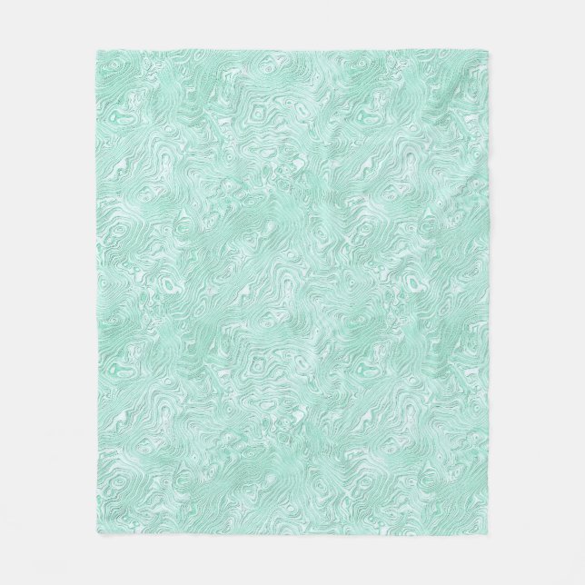 Couverture Polaire Moire de soie petit Motif en vert menthe (Devant)