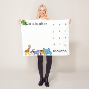 Couverture Polaire mois clés personnalisés de Safari Baby