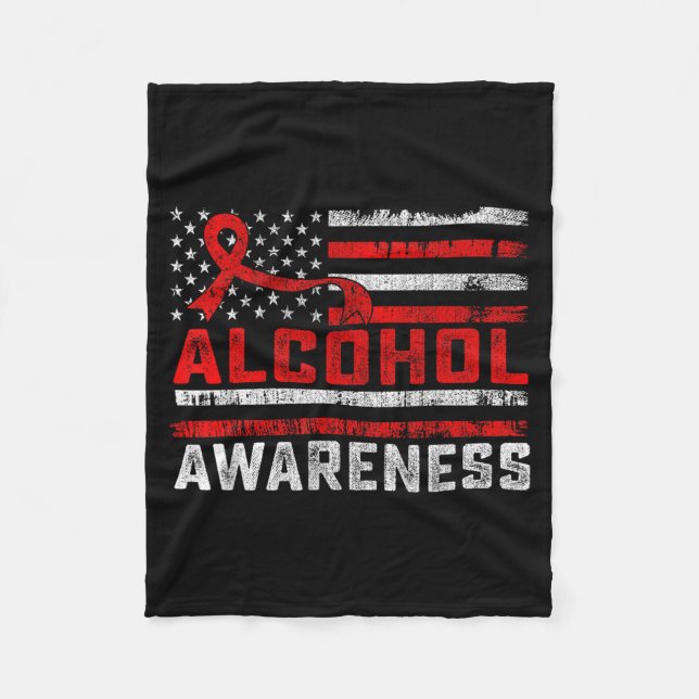 Couverture Polaire Mois de la sensibilisation à l'alcool Drapeau amér (Devant)