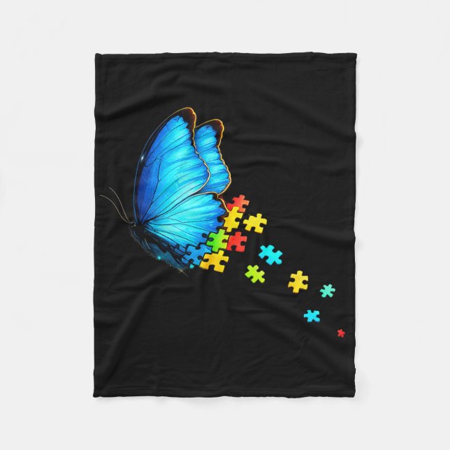 Couverture Polaire Mois de la sensibilisation à l'autisme Papillon bl (Devant)