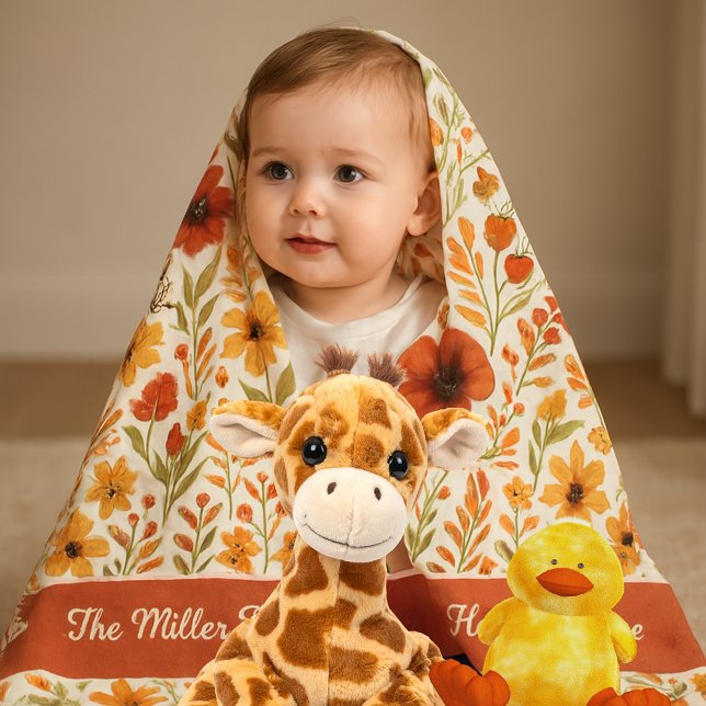 Couverture Polaire moisson florale confortable maison & nom de famill (Créateur téléchargé)