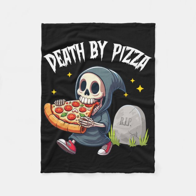 Couverture Polaire Moissonneur sinistre effrayant mangeant une pizza  (Devant)