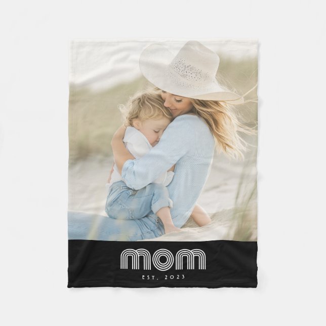 Couverture Polaire Mom Established Black Modern Retro Script Photo (Devant)
