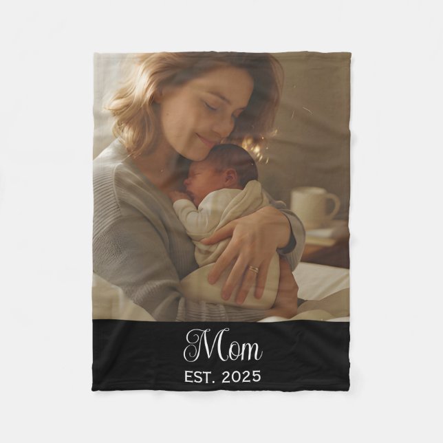 Couverture Polaire Mom Established Black Modern Script Photo (Devant)
