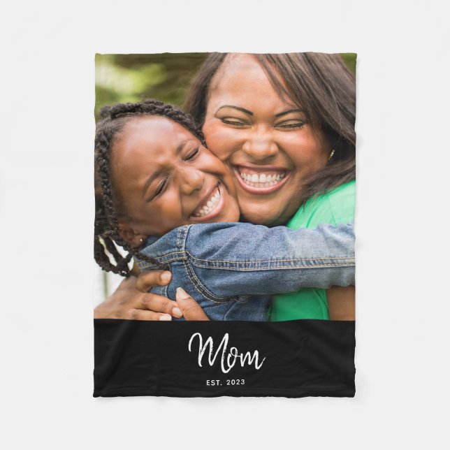 Couverture Polaire Mom Established Black Modern Script Photo  (Devant)