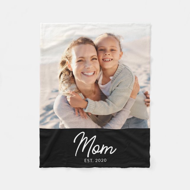 Couverture Polaire Mom Established Black Modern Script Photo (Devant)