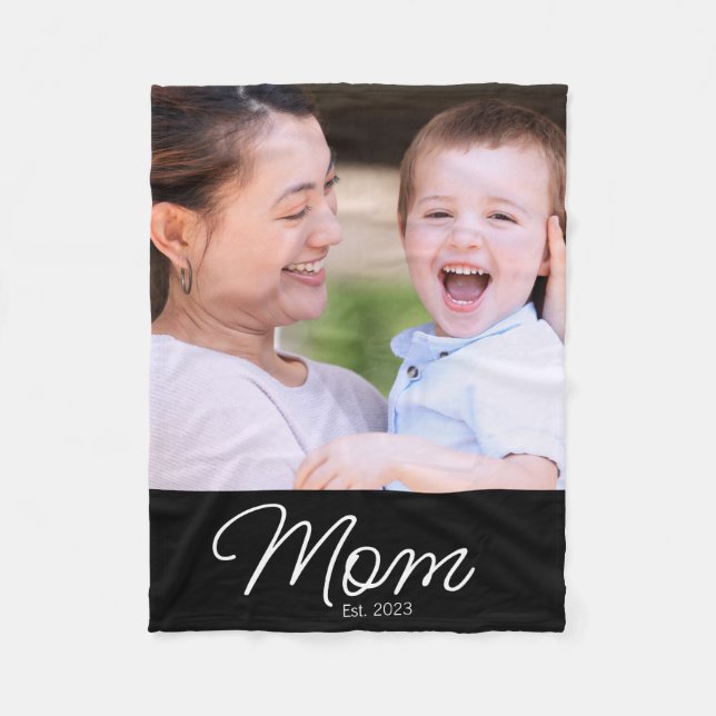 Couverture Polaire Mom Established Black Modern Script Photo (Devant)