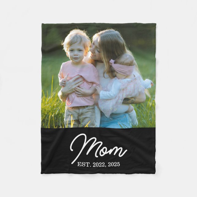 Couverture Polaire Mom Established Black Modern Script Photo (Devant)