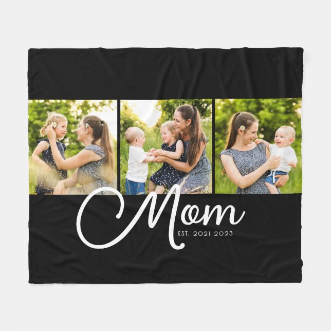 Couverture Polaire Mom Established Elegant Script Black 3 Photo  (Devant (Horizontal))