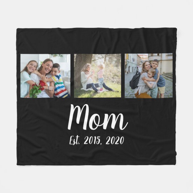 Couverture Polaire Mom Established Elegant Script Black 3 Photo (Devant (Horizontal))