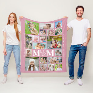 Couverture Polaire MOM NOUS VOUS AIMONS 19 Photo Collage rose