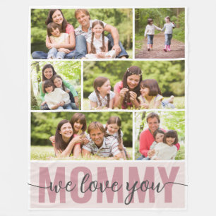 Couverture Polaire Mommy We Love You Photo Collage Pink 6 Photos