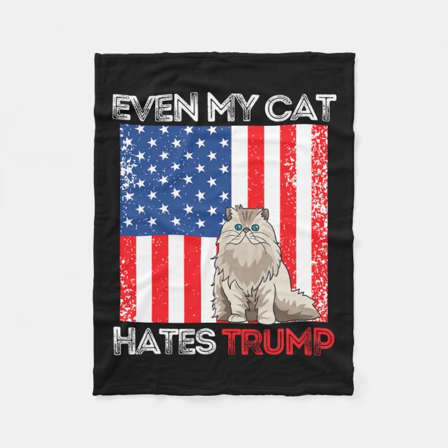 Couverture Polaire Mon chat déteste Trump contre Trump American Flag  (Devant)