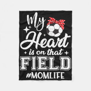 Couverture Polaire Mon cœur est sur ce terrain Soccer Mom Fête des mè