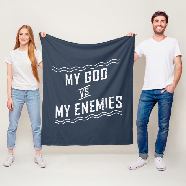 Couverture Polaire Mon Dieu contre mes ennemis Citation chrétienne (En situation)