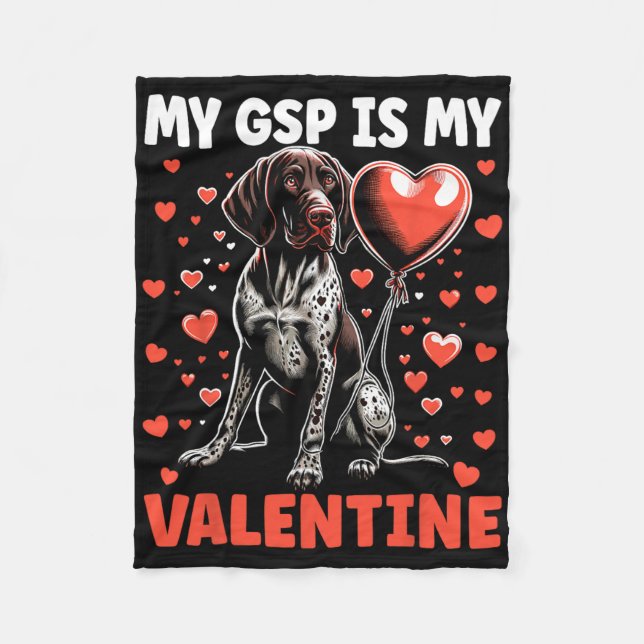 Couverture Polaire Mon Pointer allemand à poil court est mon valentin (Devant)