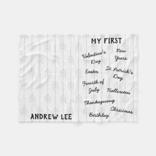 Couverture Polaire "Mon premier" Jalon de vacances Blanche bébé