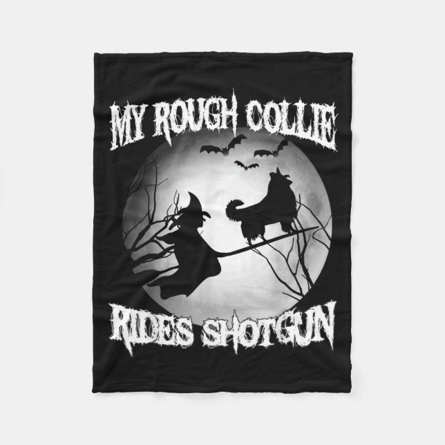 Couverture Polaire Mon Rough Collie monte Halloween tiré (Devant)