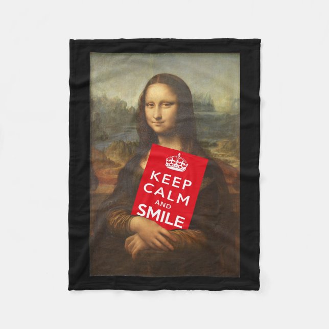 Couverture Polaire Mona Lisa Reste Calme Et Sourit (Devant)