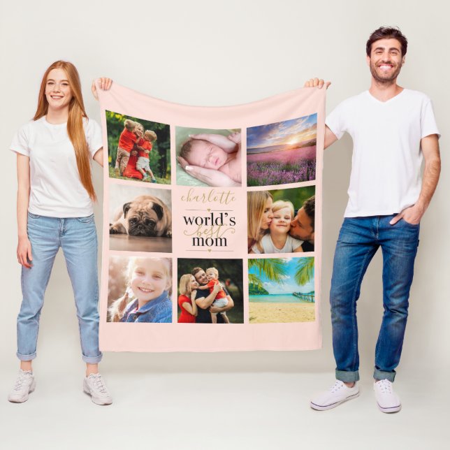 Couverture Polaire Mondes personnalisés Meilleur Maman Blush Pink 8 P (En situation)