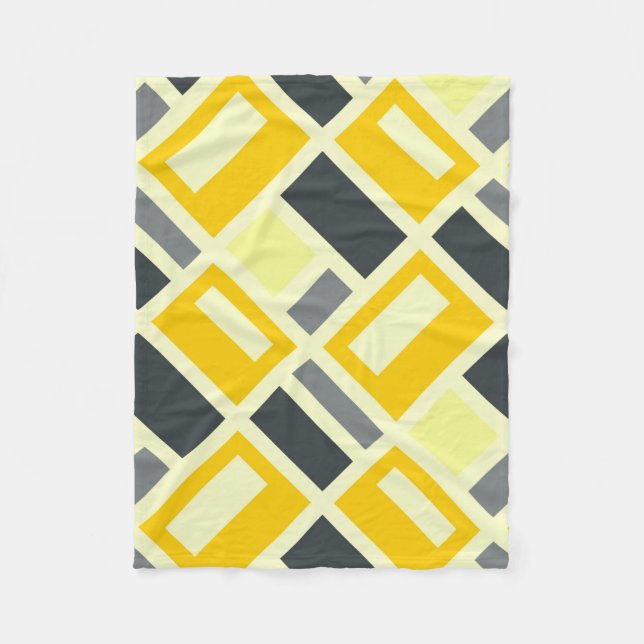 COUVERTURE POLAIRE MONDRIAN INSPIRÉ - JAUNE & GRAY (Devant)