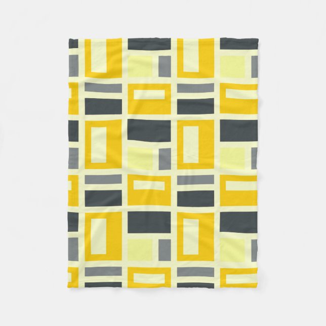 COUVERTURE POLAIRE MONDRIAN INSPIRÉ - JAUNE & GRAY (Devant)