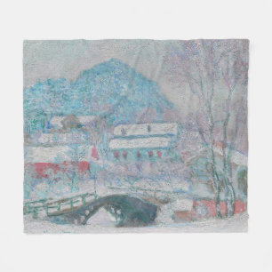 Couverture Polaire Monet - Norvège, Village de Sandviken dans la neig