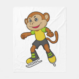 Couverture Polaire Monkey at Ice skating with Ice skates