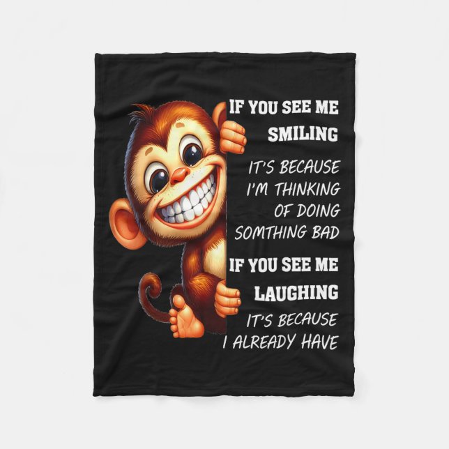 Couverture Polaire Monkey If You See Me Smiling It's Because I'm Thin (Devant)