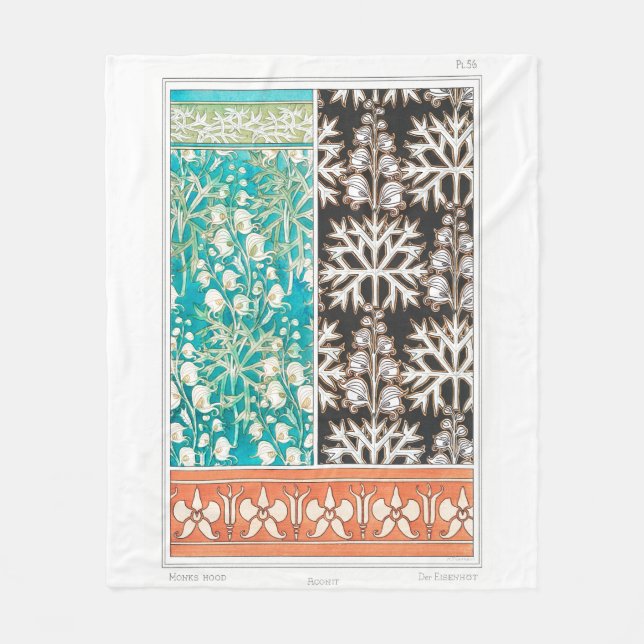 Couverture Polaire Monkshood wolfsbane plante art nouveau verneuil (Devant)