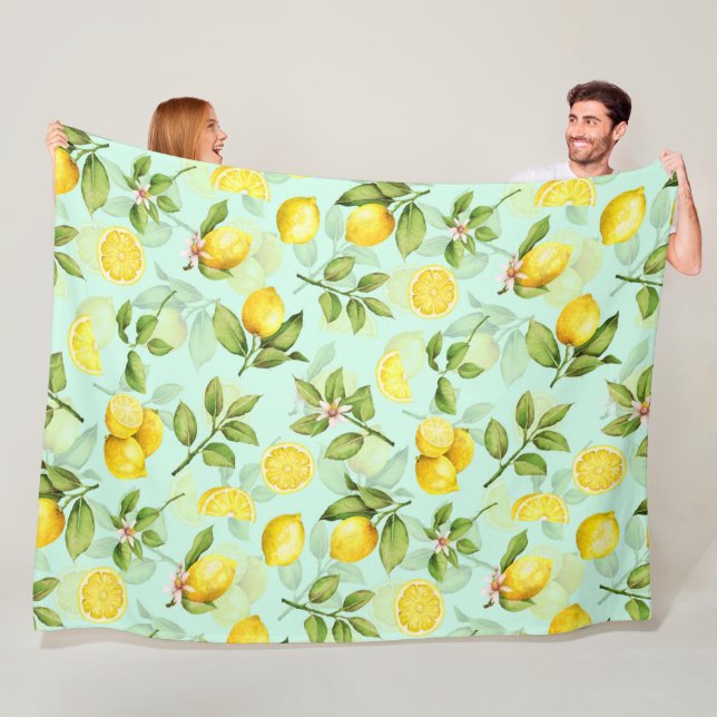 Couverture Polaire Monnaie Motif aux fruits citrons (En situation)