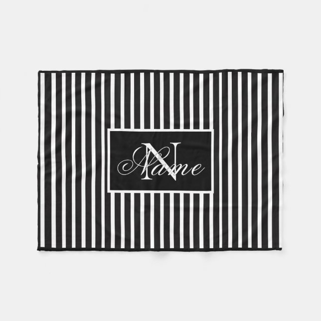 Couverture Polaire Monochrome Personnalisé Monogramme Blanche (Devant (Horizontal))