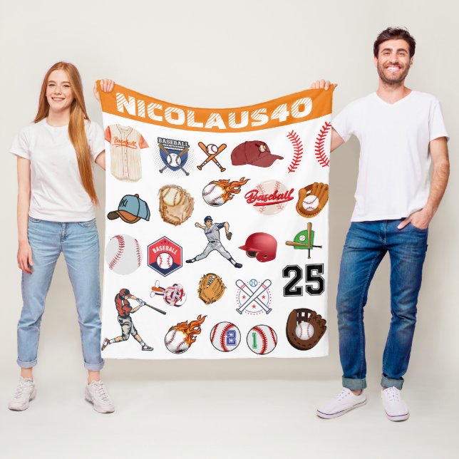 Couverture Polaire Monogram Baseball player Modern sport pattern (En situation)