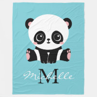 Monogram Cute Panda Personnalisé Bubble Gum Bleu