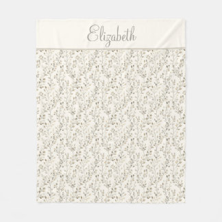 Couverture Polaire Monogram Name Beige Gray Brown Botanical Neutral 