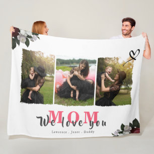 Couverture Polaire Monogramme 3 Photo Collage Mère Famille ou Mariag