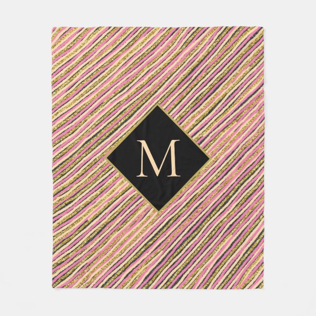 Couverture Polaire Monogramme à étincelles de Parties scintillant or  (Devant)