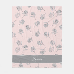 Couverture Polaire Monogramme à motif floral d'hortensia rose tendre