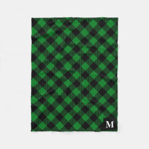 Couverture Polaire Monogramme à plis de buffle vert et noir