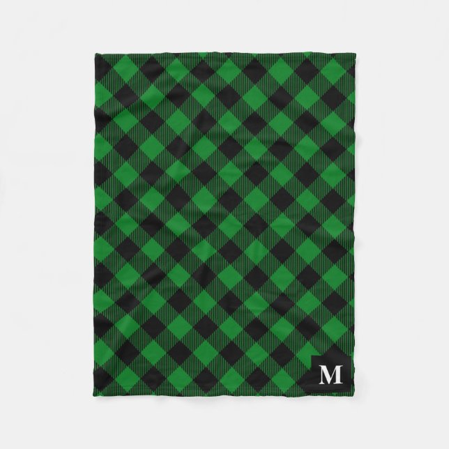 Couverture Polaire Monogramme à plis de buffle vert et noir (Devant)